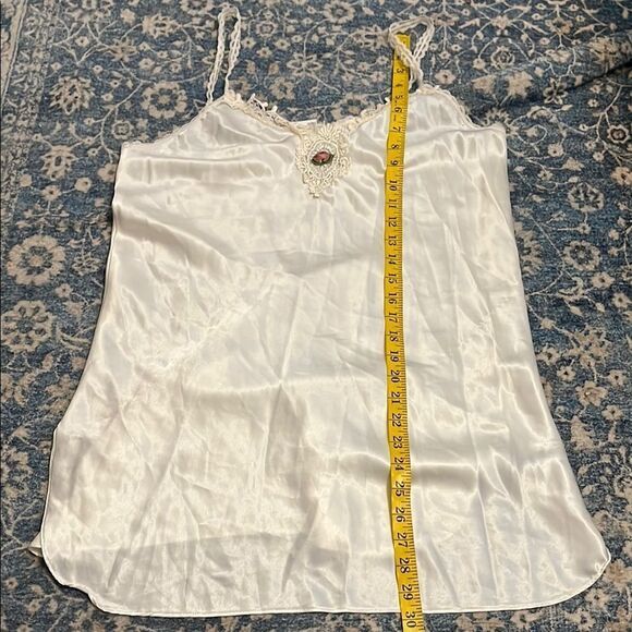 Vintage Elegant White Lace Trim Semi Sheer Chemise Nightgown Romantic Feminine - Picture 10 of 12